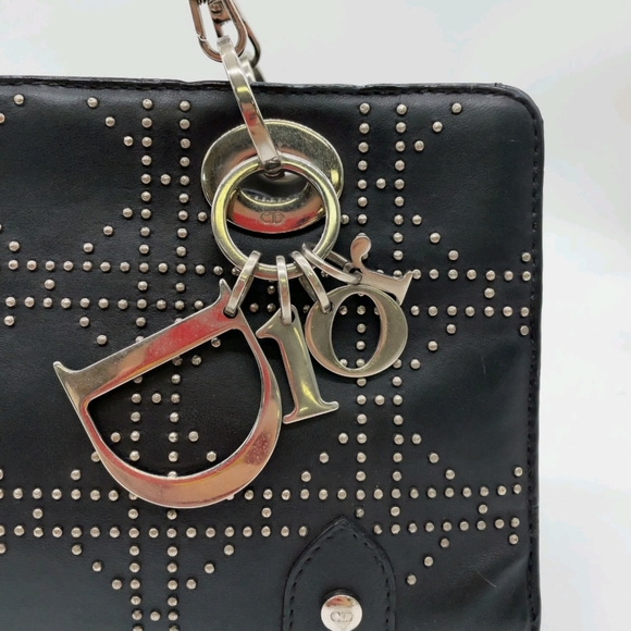 Sold Lady Dior By Christian Dior Black Studded Women's Bag Ex Condition - Picture 7 of 13